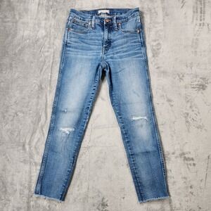 Madewell Womens Sz 26 Jeans 9" Mid-Rise Skinny Jeans in York Wash‎ Raw-Hem